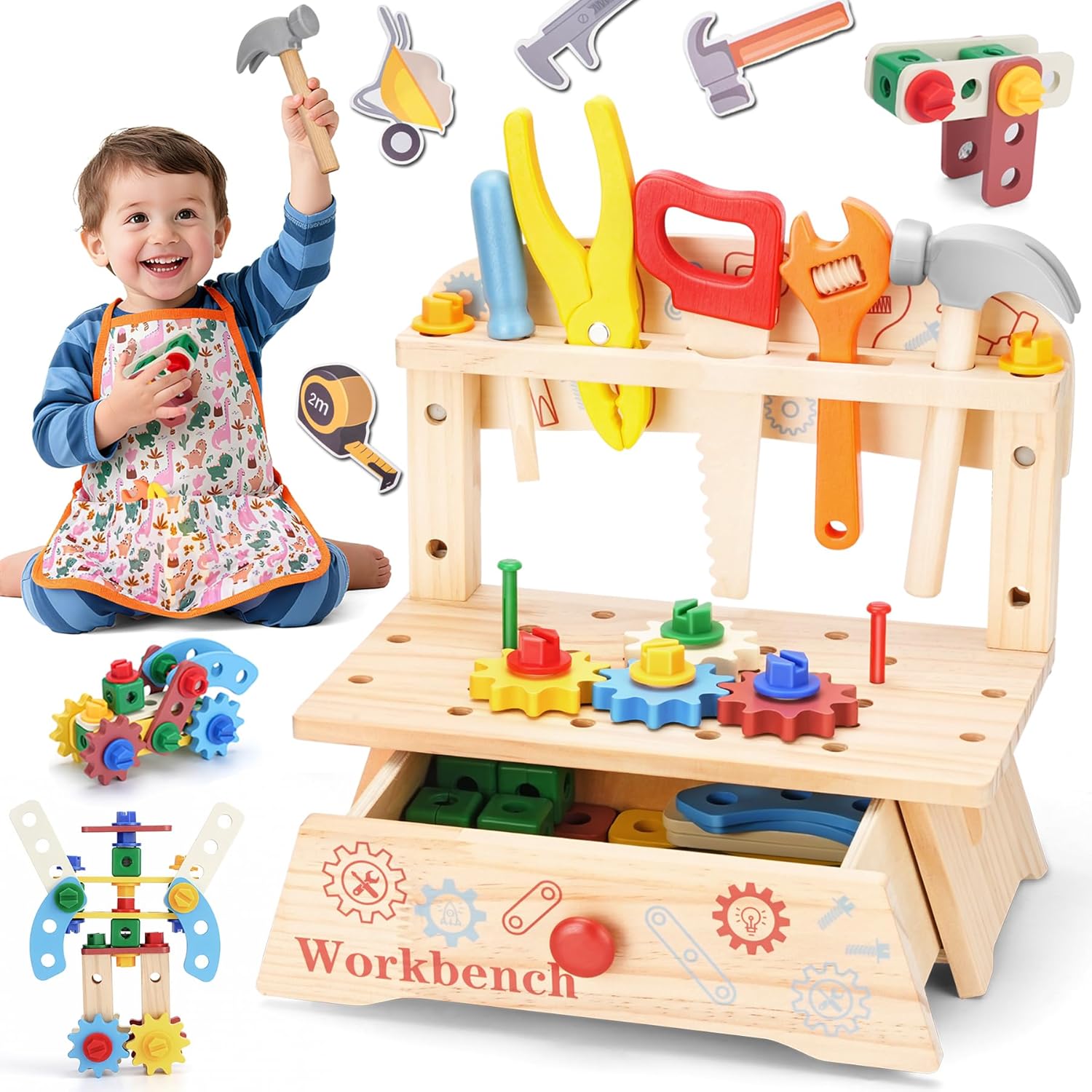Gardening Tools For Kids - ชุดเครื่องมือช่างไม้สำหรับเด็ก, ของเล่นเสริมพัฒนาการแบบมอนเตสซอรี่, ของเล่นบทบาทสมมติงานก่อสร้าง, ของขวัญเสริมพัฒนาการสำหรับเด็กชายและเด็กหญิง