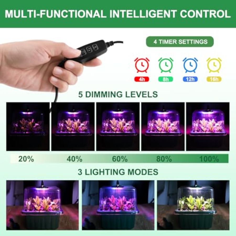 ถาดเพาะเมล็ดพร้อมไฟ 6 แพ็ค ชุด - Greenhouse Mini Indoor บทวิจารณ์และราคา