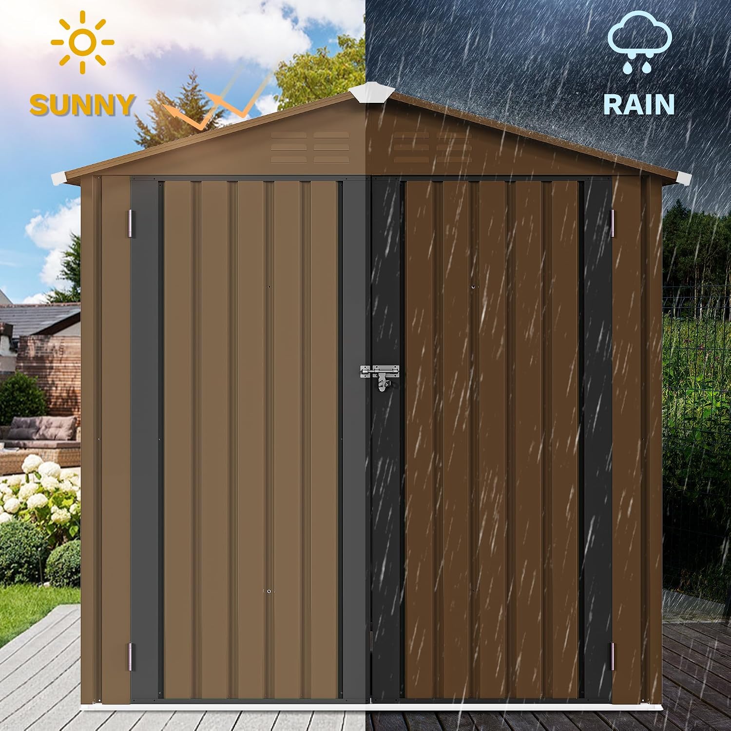 โรงเก็บของกลางแจ้งโลหะขนาด 6x4 - Gardening Tool บทวิจารณ์และราคา