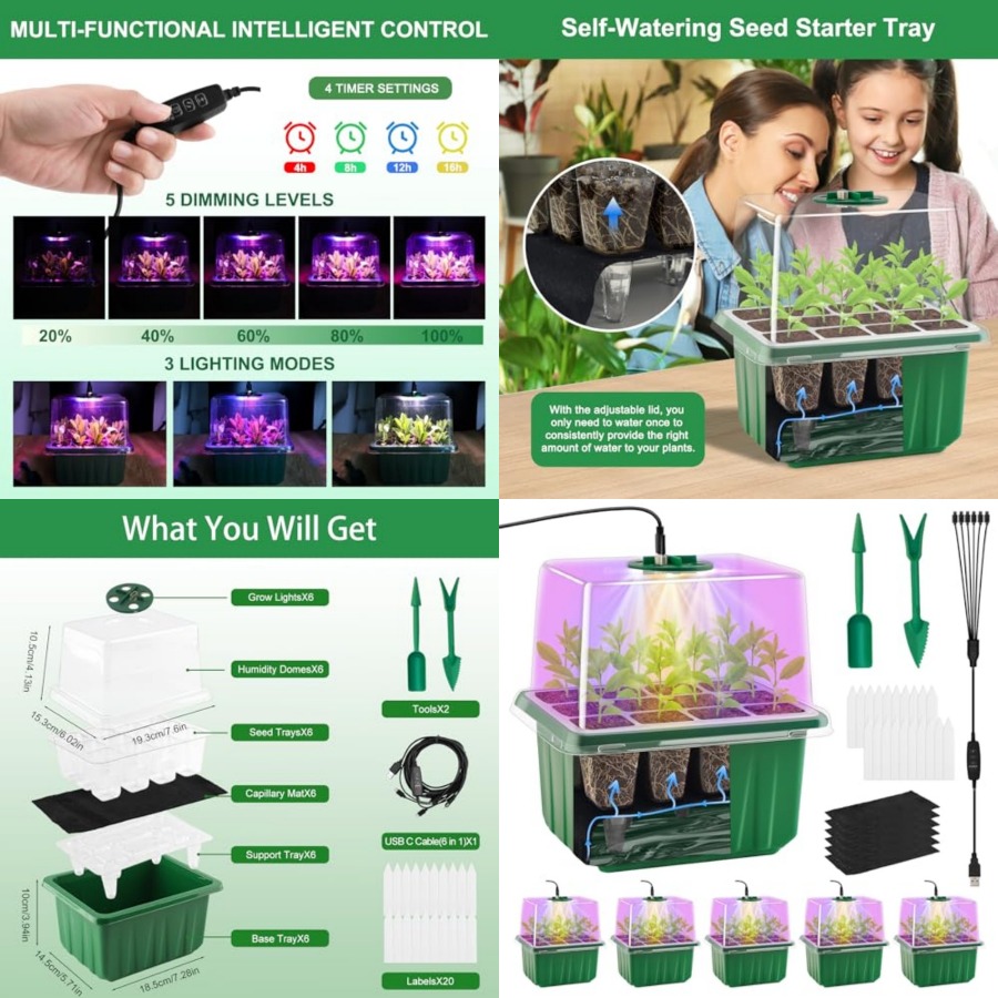 ถาดเพาะเมล็ดพร้อมไฟ 6 ชุด ชุดเ - Greenhouse Mini Indoor บทวิจารณ์และราคา