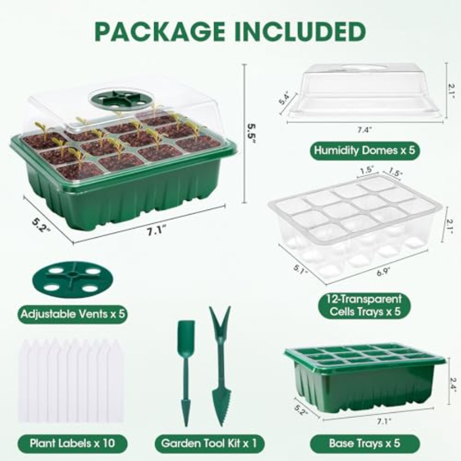 ถาดเพาะเมล็ด 5 แพ็คพร้อมโดมควบ - Greenhouse Mini Indoor บทวิจารณ์และราคา